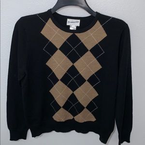 Pendleton Black & Brown Plaid Wool Sweater